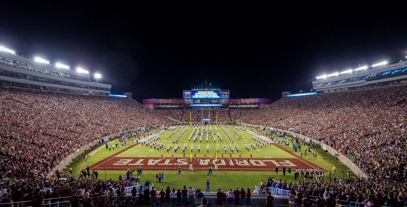 Oct 18, 2014; Tallahassee, FL, USA; A general view of Doak Campbell Stadium before the game between the Notre Dame Fighting Irish and the Florida State Seminoles. Mandatory Credit:
Matt Cashore-USA TODAY Sports