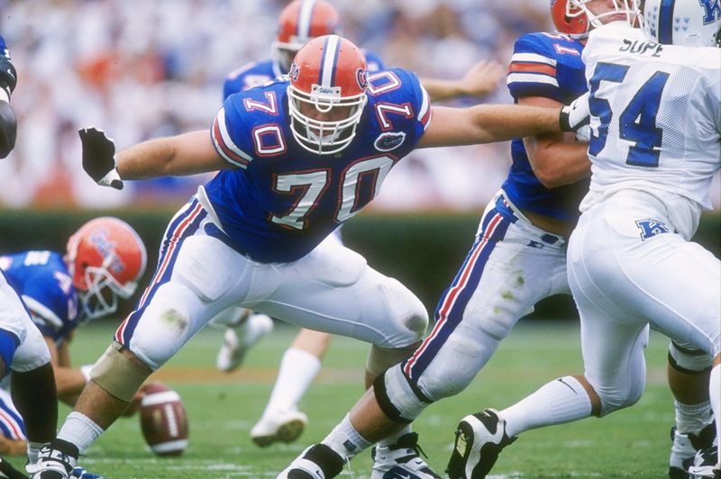 28 Sep 1996: Left tackle Cooper Carlisle of the Florida Gators provides proctection during a game against the Kentucky Wildcats at Florida Field in Gainesville, Florida. Florida won the game 65-0. Mandatory Credit: Andy Lyons /Allsport