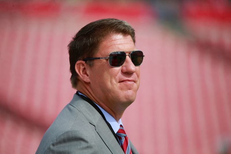 Nov 15, 2015; Tampa, FL, USA; Tampa Bay Buccaneers general manager Jason Licht prior to the game against the Dallas Cowboys at Raymond James Stadium. Mandatory Credit: Kim Klement-USA TODAY Sports