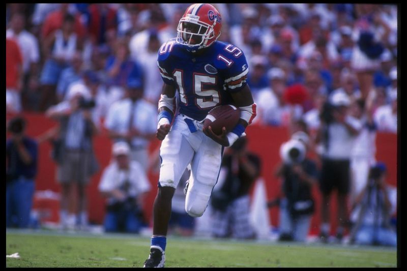 16 Sep 1995: Wide receiver Reidel Anthony of the Florida Gators moves down the field during a game against the Tennessee Volunteers at Florida Field in Gainesville, Florida. Florida won the game, 62-37. Mandatory Credit: Andy Lyons /Allsport