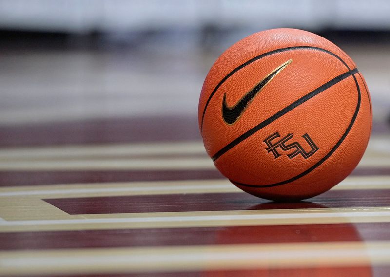 Feb 19, 2025; Tallahassee, Florida, USA; Florida State Seminoles general view of a basketball during the second half against the Miami Hurricanes at Donald L. Tucker Center. Mandatory Credit: Melina Myers-Imagn Images
