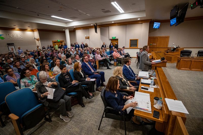 County Commissioner Rick Wilson adresses the Polk Legislative Delegation during the Polk legislative delegation's annual meeting at the County Commission boardroom Thursday February 27, 2025 in Bartow Fl. 	The Polk County Legislative Delegation will hold its annual meeting, allowing citizens, elected officials, cities and local governments and other civic organizations to address the delegation before the start of the legislative session on March 4.
Ernst Peters/The Ledger
