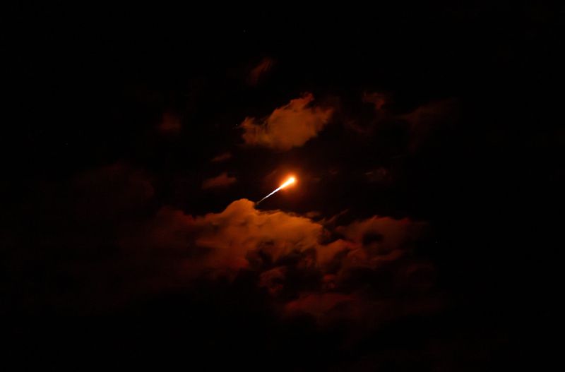 The SpaceX Falcon 9 rocket carrying Intuitive Machines' Nova-C lander from Cape Canaveral is seen from Vero Beach on Feb. 26, 2025.