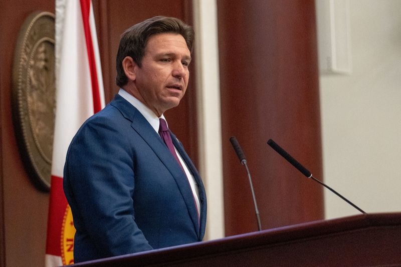 Gov. Ron DeSantis gives his State of the State Address on opening day of the Florida legislative session, Tuesday,March 4, 2025.