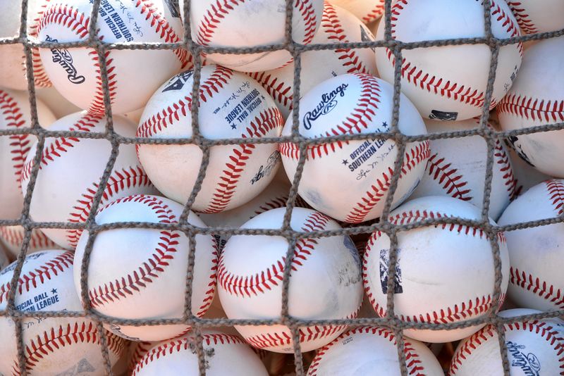 Baseballs are piled up during the Southern League's Jacksonville Jumbo Shrimp media day and workout at the Baseball Grounds on Tuesday, April 4, 2017, in Jacksonville, Florida. [Bruce Lipsky/Florida Times-Union]