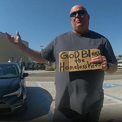 Jeffrey Gray was arrested after he refused to move away from the Funky Pelican restaurant by the pier in Flagler Beach on Sunday, March 2, 2025. Gray was standing on the sidewalk when he refused request by Flagler Beach Police to move.