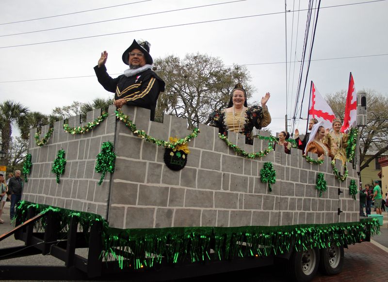 St. Augustine's St. Patrick's Day Parade March 8, 2025. Pirate floats marched, waved and smiled as onlookers waved back!
