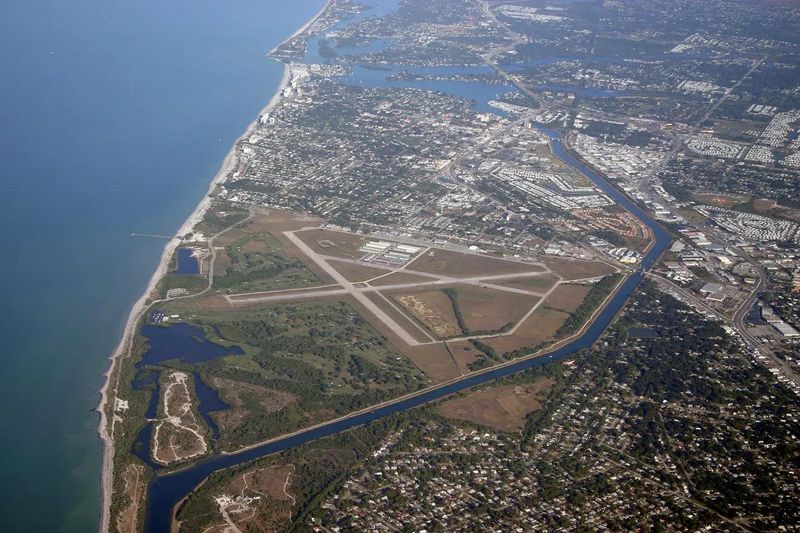 This aerial photo shows the Venice Municipal Airport, a general aviation facility on 835 acres, along the Gulf 1.7 miles south of downtown.