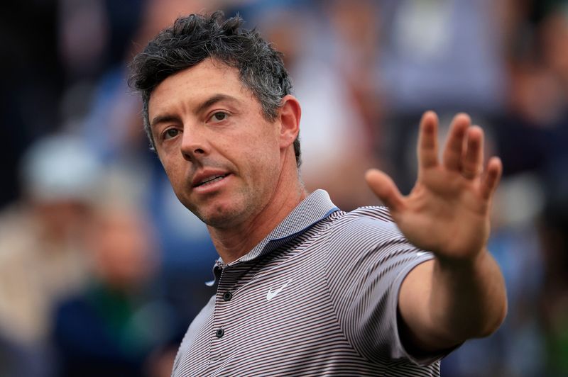 Rory McIlroy waves to fans at the Players Stadium Course at TPC Sawgrass on March 16, 2025, after the final round of The Players Championship. McIlroy won a three-hole playoff against J.J. Spaun the following day.