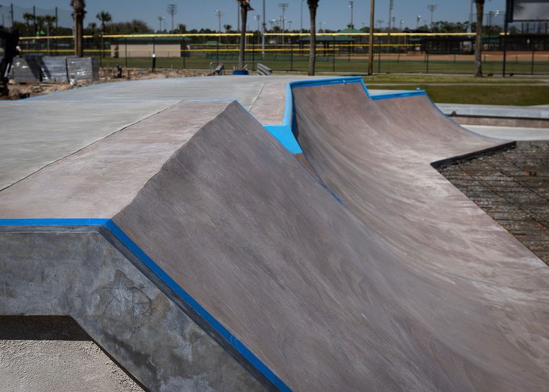 The skate park at Frank Brown Park in Panama City Beach, Fla., is pictured March 20, 2025. According to Keith Meyerl, assistant director of parks and recreation, it is slated to open toward the end of April. (Tyler Orsburn/News Herald)