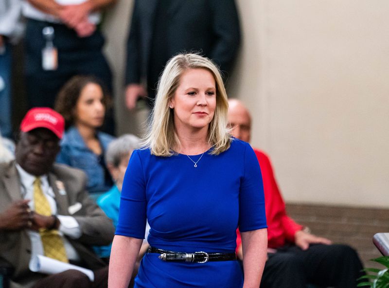 State Rep. Jenna Persons-Mulicka walks to the podium to comment during a special meeting to rediscuss a memorandum of agreement between United States Immigration and Customs Enforcement and the Fort Myers Police Department at Fort Myers City Hall in Fort Myers, Fla., on Friday, March 21, 2025.
