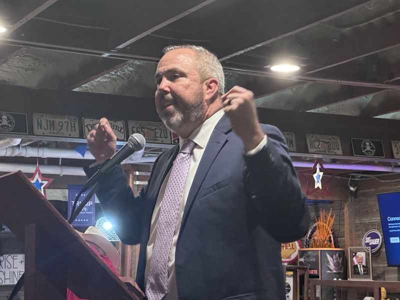 Florida state Sen. Joe Gruters speaks at a victory celebration for Randy Fine, a Republican who won a special U.S. House election on Tuesday in Florida's 6th District.