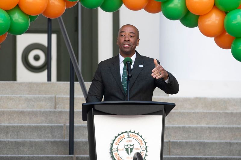 Jamal Sowell, vice president of government relations at FAMU speaks FAMU Day at the Capitol Wednesday, April 9, 2025.