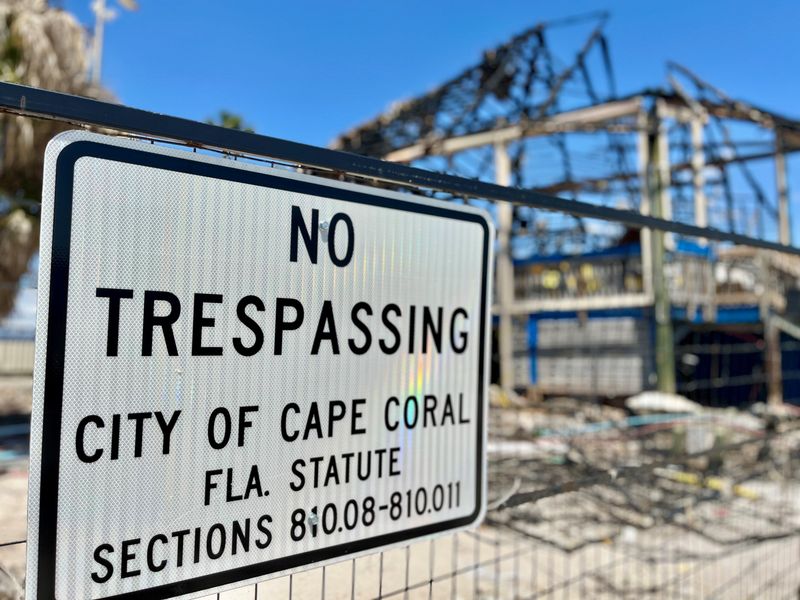 No trespassing signs are posted all around The Boathouse in Cape Coral.