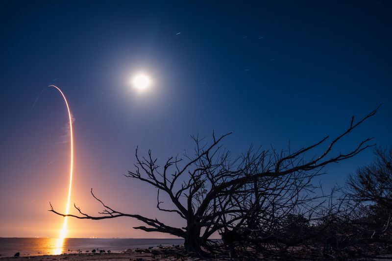 Riley Stewart of Daytona Beach took this photo from his kayak of the April 13 launch of the SpaceX Falcon 9 rocket along the west shore of the Indian River just a few miles north of Mims in Brevard County. "Overall it’s just mediative to me to explore and travel to these remote places. It's been amazing wilderness to explore and photograph, stated Stewart in an email to The News-Journal.