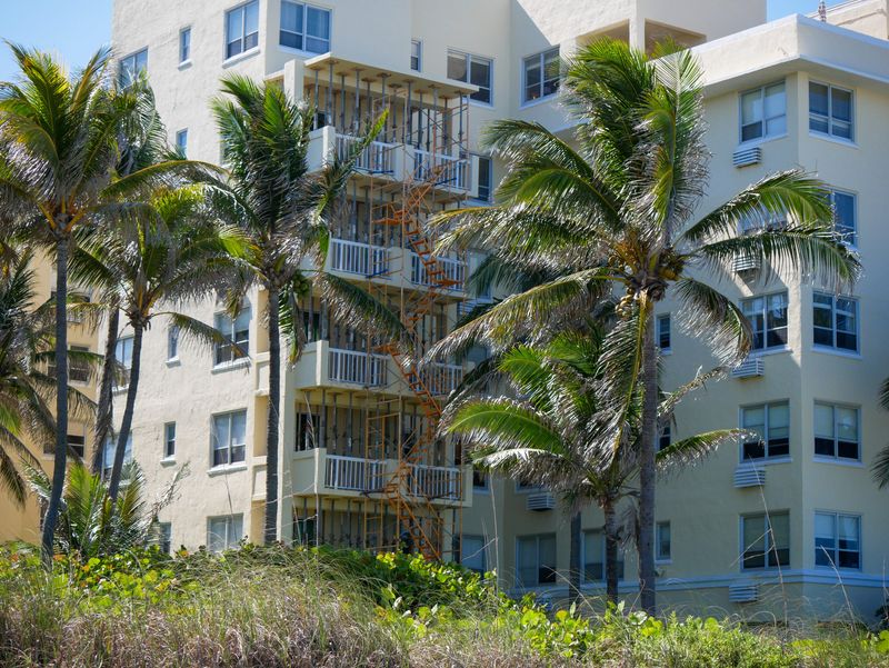 Shoring was installed in April of 2025 to secure balconies at the former Ambassador Hotel and Residences. The property is slated for redevelopment into an ultra-luxury condo. Palm Beach Police will conduct training exercises there from April 16-23, the town said.