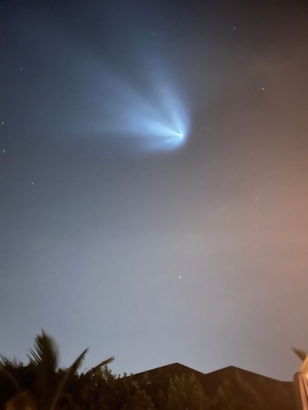 SpaceX Falcon 9 rocket lifted off at 8:48 p.m. Monday, April 21, 2025, from Cape Canaveral, Florida. The Bandwagon-3 launch was visible from Vero Beach, Florida.