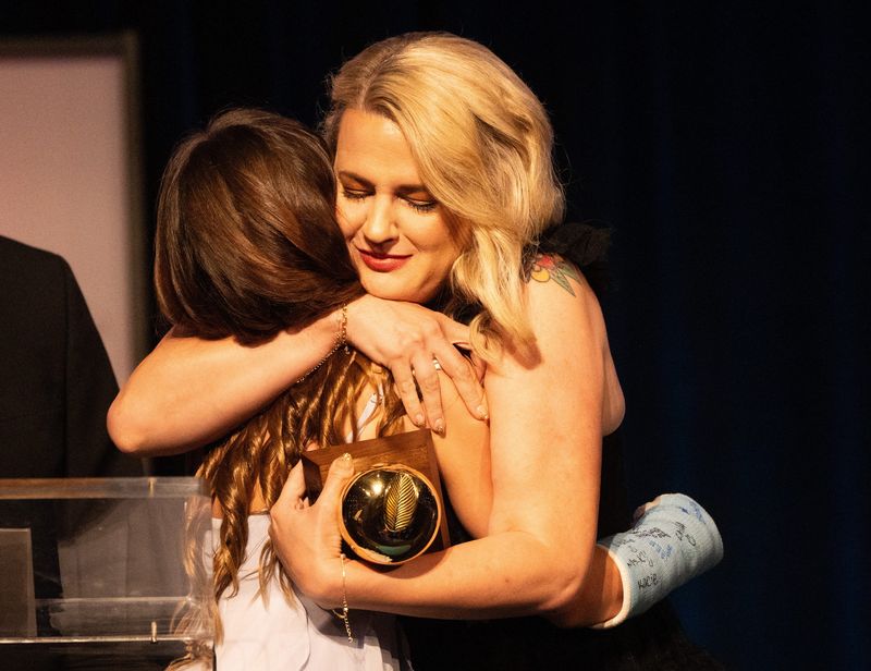 Golden Apple winner, Kelsey Olsen, Edison Park Creative & Expressive Arts was honored at the Annual Golden Apple Teacher Recognition Banquet at Caloosa Sound Convention Center & Amphitheater on Friday, April 25, 2025.