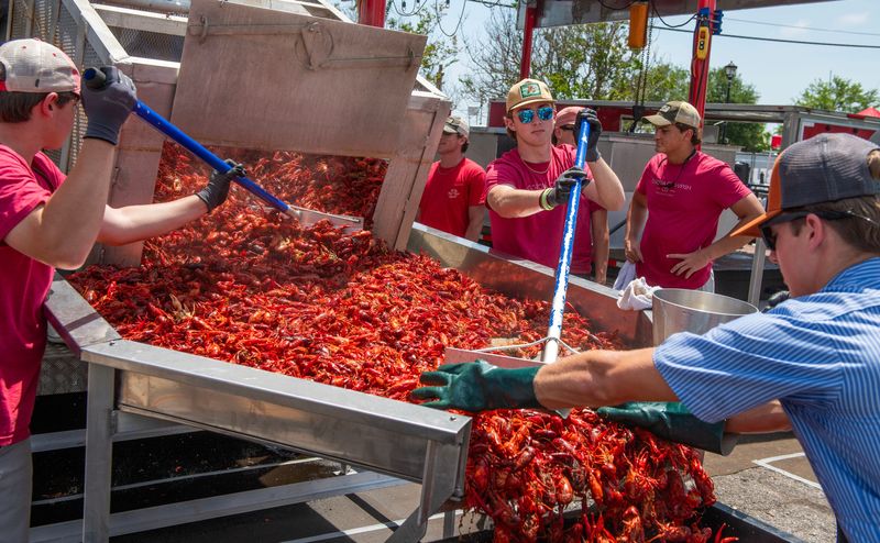 Cordova Crawfish Company boils up some crawfish during the 40th Annual Pensacola Crawfish Festival at Seville Square on Saturday, April 26, 2025. The annual Fiesta event brings food, fun, music, crafts, and 20,000 pounds of crawfish to downtown Pensacola for the three-day event.