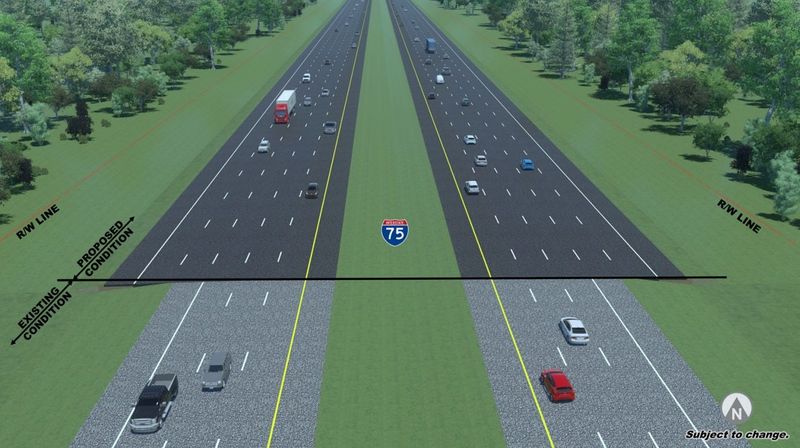 This is an illustration of the I-75 widening project that is being planned from north of Golden Gate Parkway in Collier County to the south of Corkscrew Road in Lee County.