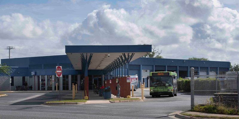Escambia County Area Transit buses pick up and offlaod passanges at the Rosa L. Parks Terminal Complex on April 29, 2025. Escambia County is finalizing a plan to move the facility to an area of North Palafox Street near the former EPA superfund site.