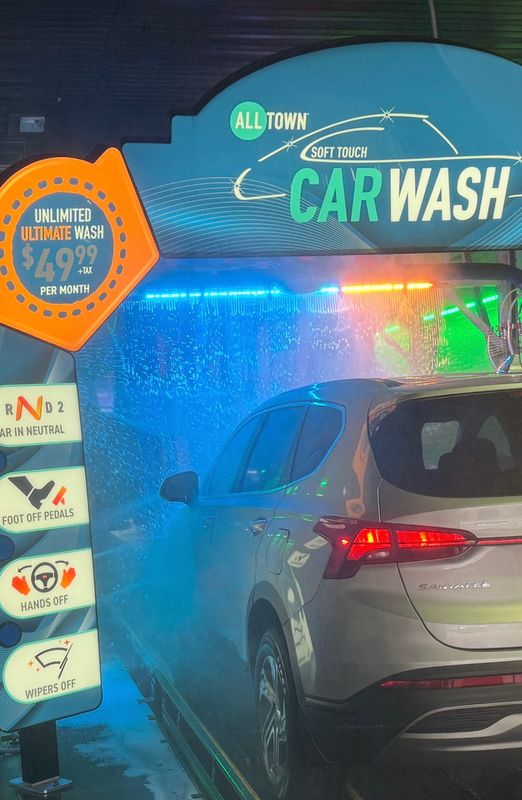 A car uses the soft-touch car wash at the recently renovated Alltown Car Wash located at 186 Norwich Avenue in Taftville.