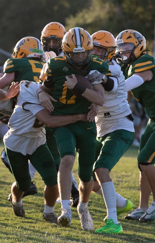 Forest Grant Vowinkel (17) makes yards during high school Spring football at Forest High School in Ocala, FL on Thursday, May 15, 2025. [Alan Youngblood/Ocala Star-Banner]