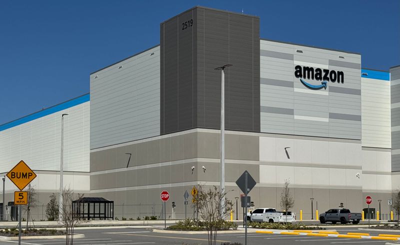 A newly completed, but yet-to-open five-story 2.8 million-square-foot Amazon robotics fulfillment center at 2519 Bellevue Ave. in Daytona Beach is pictured on March 11, 2025. Training of the more than 1,000 "Amazonians" expected to be employed there is slated to begin this summer in preparation of the massive distribution center's opening this fall in time for the start of the holiday shopping season. It is located directly south of Daytona International Speedway.