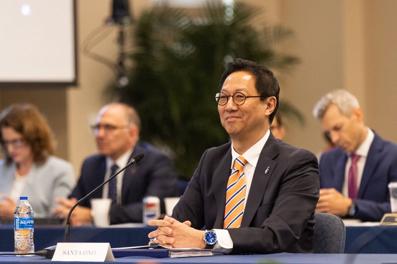 Santa J. Ono, Ph.D., at University of Florida Board of Trustees meeting on May 27, 2025.