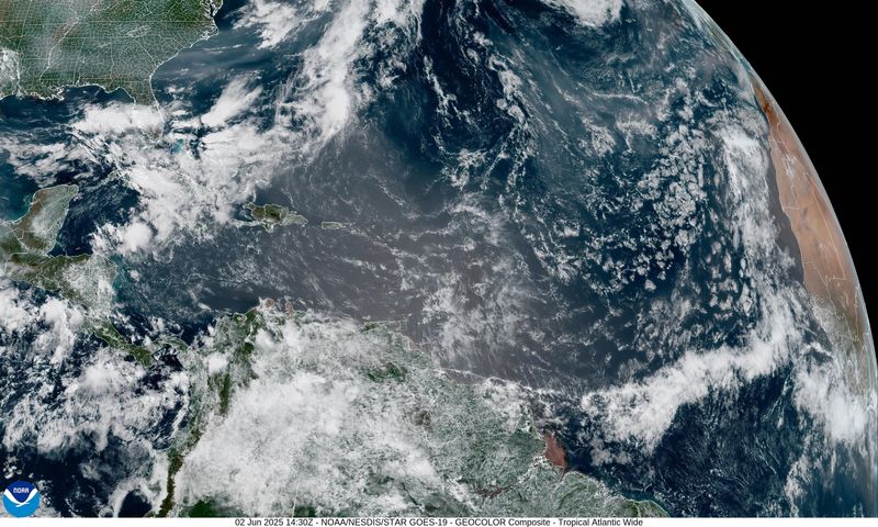Saharan dust moving toward Florida, U.S. 11 a.m. June 2, 2025.