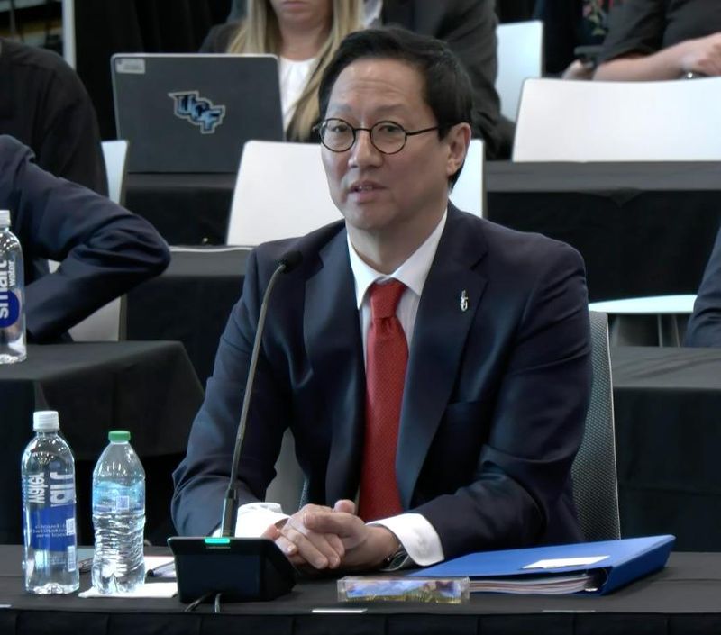 University of Florida president-elect Dr. Santa Ono is shown June 3 during his confirmation hearing in front of the Board of Governors in Orlando.