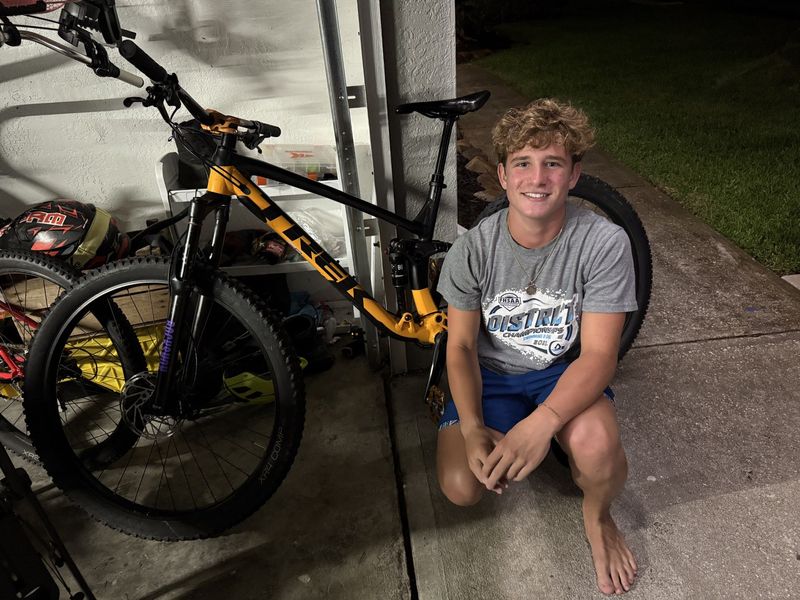 Landon Cangiano is reunited June 5 with his late dad's stolen bicycle. It was recovered at a Melbourne gas station where a man said someone gave it to him.