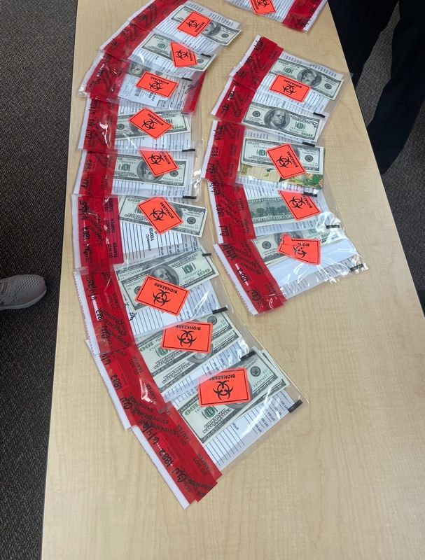 Counterfeit money recovered by the Martin County Sheriff's Office on June 4, 2025. Detectives recovered $4,000 in counterfeit money when searching one of the people's vehicles, but they believe more is still out there.