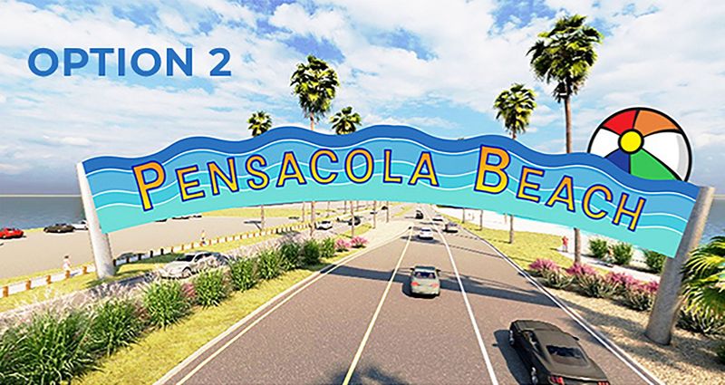 Option 2: The Pensacola Beach Gateway design, part of an overall improvement project to welcome visitors to Pensacola Beach.