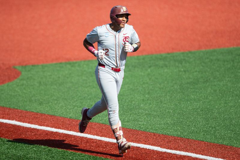 Florida StateÕs Myles Bailey hits a solo home run during game one of the Corvallis Super Regional of the NCAA Tournament at Goss Stadium on Friday, June 6, 2025, in Corvallis, Ore.