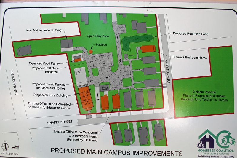 The Homeless Coalition of St. Johns County has broken ground on a project to add an expanded food pantry, an office building, a basketball court, children’s education center and additional housing for St Augustine’s homeless.
