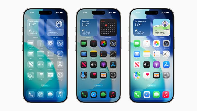 The new liquid glass design on the iOS 26 Home Screen and Lock Screen.