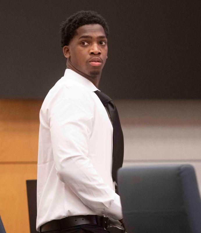 Nathaniel Cunningham, Jr. waits for trial to begin on June 10, 205. Cunningham is charged with second-degree murder with a firearm and possession of a firearm by a convicted felon. He is charged with murdering Angel Bailey on March 2023, on the 2900 block of Mission Road in Escambia County.