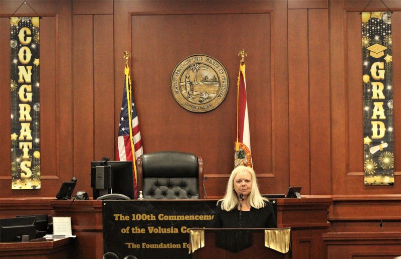 Circuit Judge Elizabeth Blackburn congratulated graduates during a drug court graduation ceremony on June 13 at the Volusia County Courthouse in DeLand.