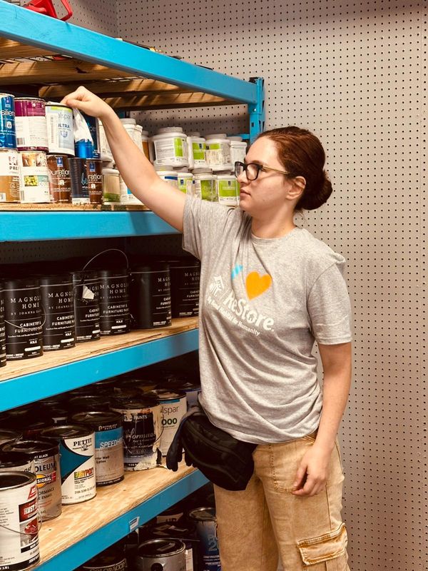 A volunteer working at Big Bend Habitat for Humanity's new ReStore relocation site.
