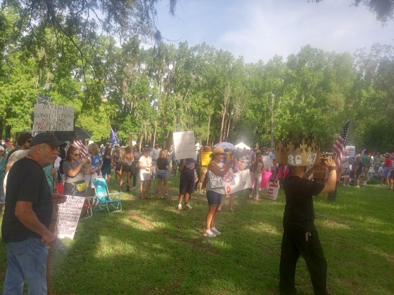 Hundreds, if not thousands, of protesters attended the Gainesville "No Kings" Protest held June 14, 2025 at Cora P. Roberson Park.