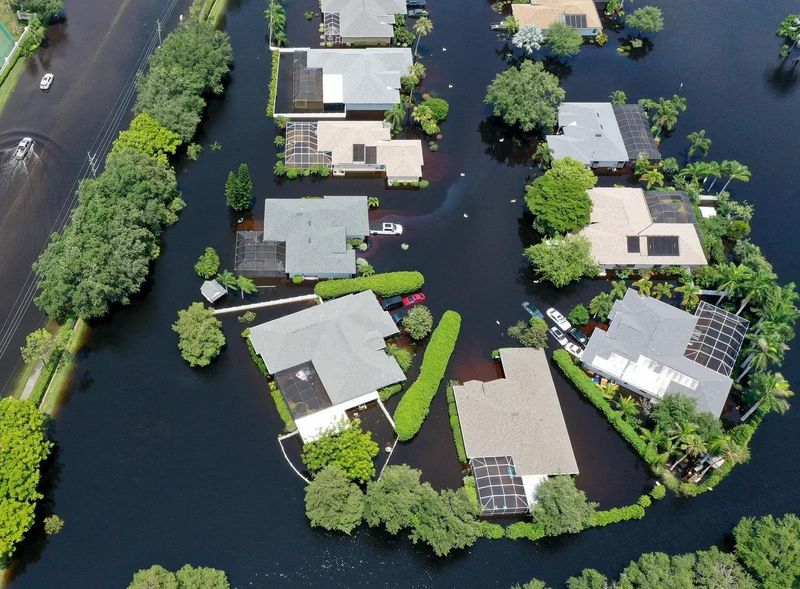 Laurel Meadows subdivision, east of Interstate 75 in Sarasota, was still surrounded by floodwater days after Tropical Storm Debby blew by in the Gulf on Aug. 4, 2024.