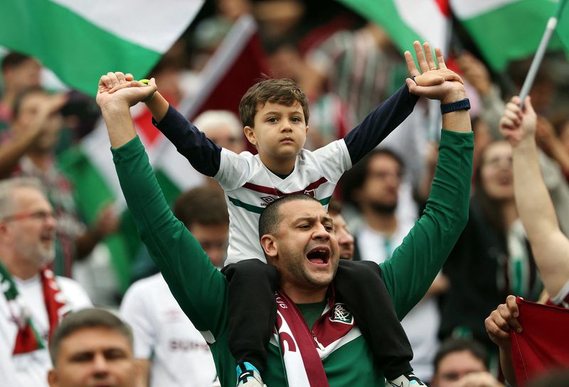 Jun 17, 2025; East Rutherford, New Jersey, USA; Fluminense fans inside the stadium before the match during a group stage match of the 2025 FIFA Club World Cup at MetLife Stadium. Mandatory