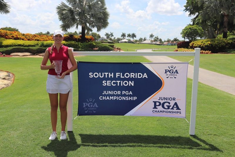 Eva Lye, a 2025 First Baptist Academy graduate, won the South Florida Junior PGA Girls' 13-18 division championship by one stroke on June 17, 2025. The Naples resident birdied the final hole to secure the title.