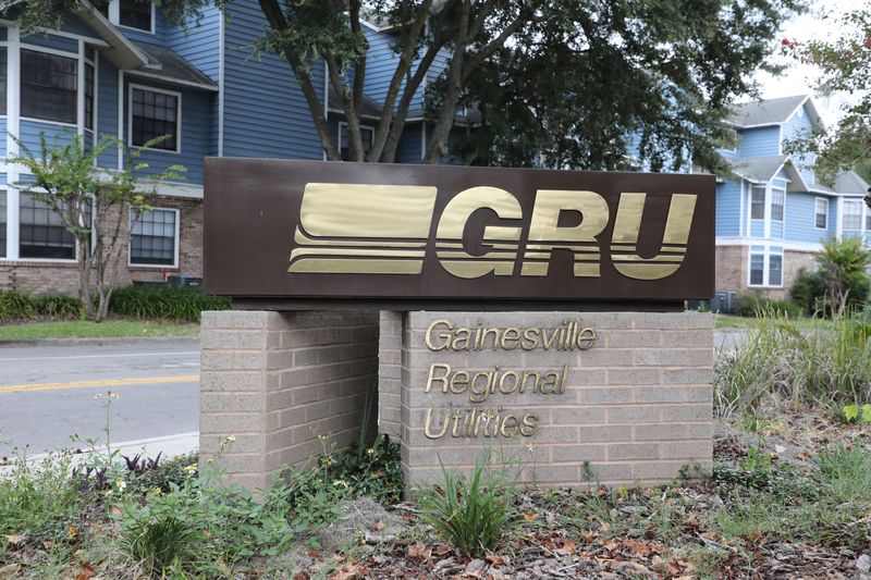 A sign outside of the Gainesville Regional Utilities building in Gainesville, FL on Wednesday, Sept. 27, 2023.