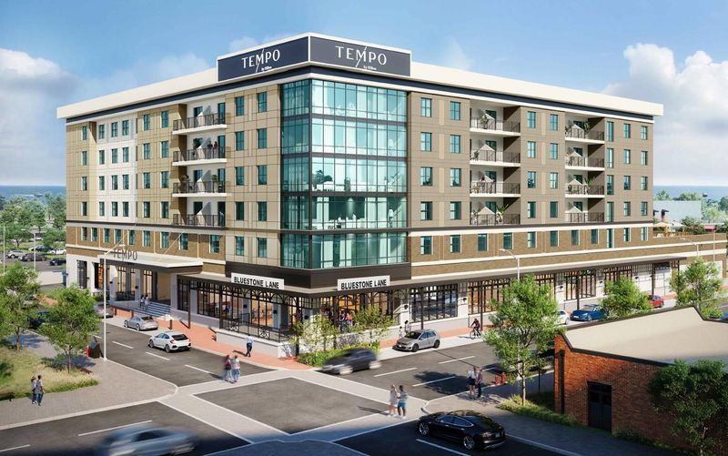 A rendering shows views of the planned Tempo by Hilton hotel at 600 South Palafox St.