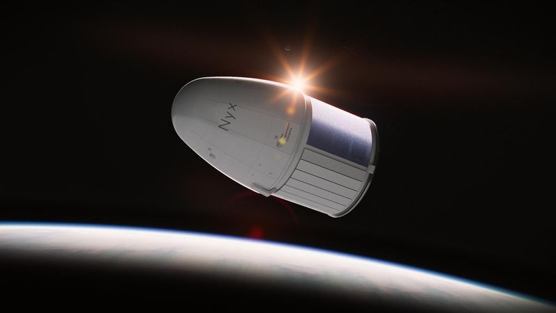 An artist's rendering of The Exploration Company's Mission Possible Capsule, which housed Celestis' payload of human remains onboard the SpaceX Falcon 9 during the Transporter 14 mission.