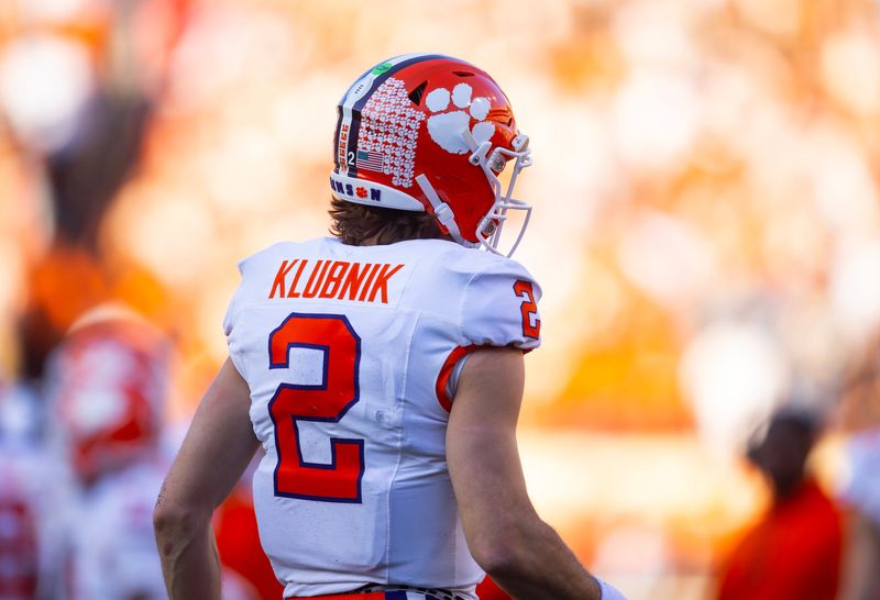 Dec 21, 2024; Austin, Texas, USA; Detailed view of the jersey of Clemson Tigers quarterback Cade Klubnik (2) against the Texas Longhorns during the CFP National playoff first round at Darrell K Royal-Texas Memorial Stadium. Mandatory Credit: Mark J. Rebilas-Imagn Images