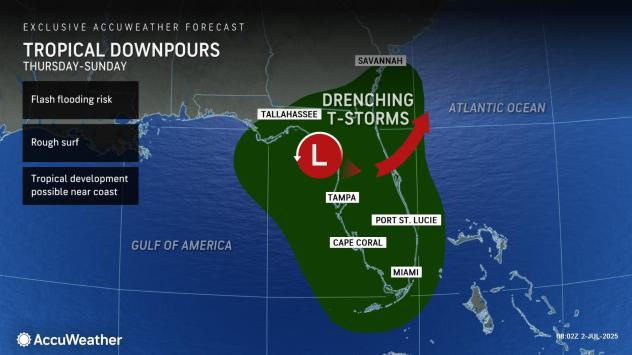 Tropical downpours are expected across most of Florida near and through the Fourth of July weekend 2025.