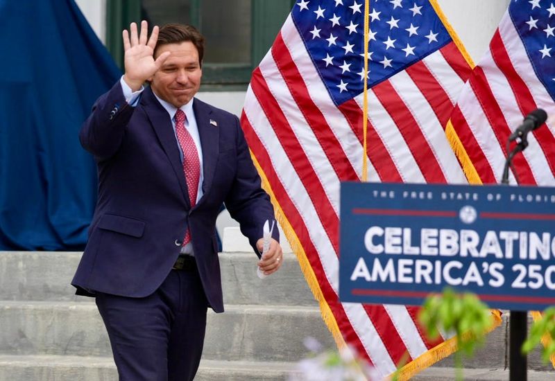 Gov. Ron DeSantis hosts a press conference in Monticello, Florida where he unveiled a statue of Thomas Jefferson on Wednesday, July 2, 2025.